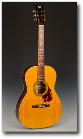 Lyon Triple-O
Sitka spruce top, rosewood sides and top
Rosewood fingerboard and bridge
39 X 14.75 X 4.2 inches